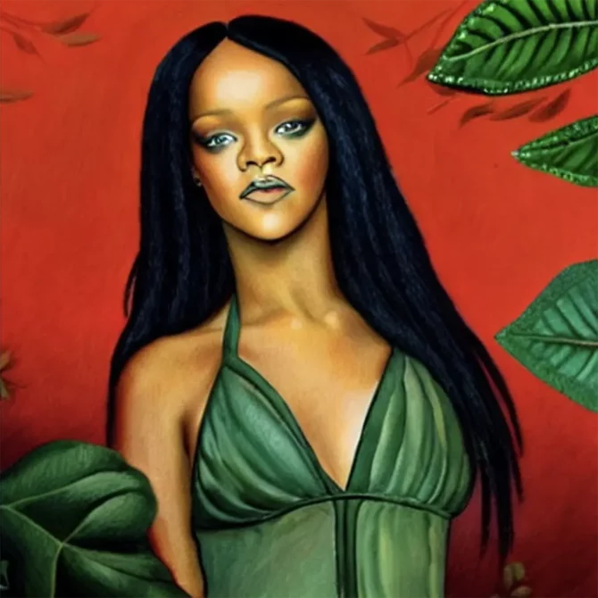 Rihanna in the style of Henri Rousseau     4